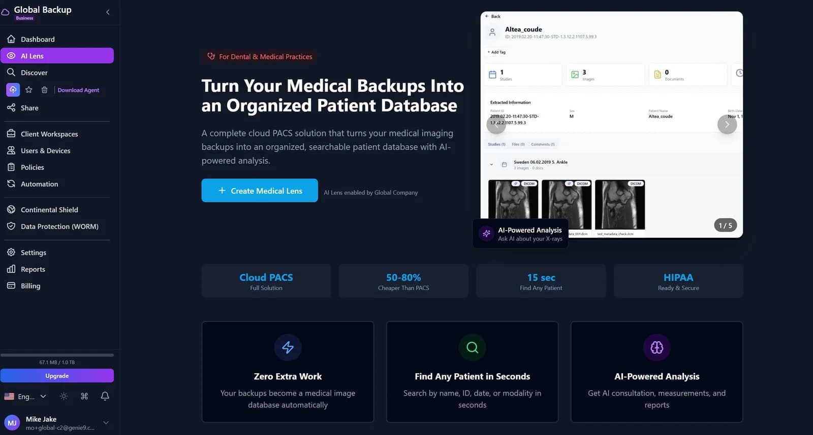AI Lens landing page in the end-user app
