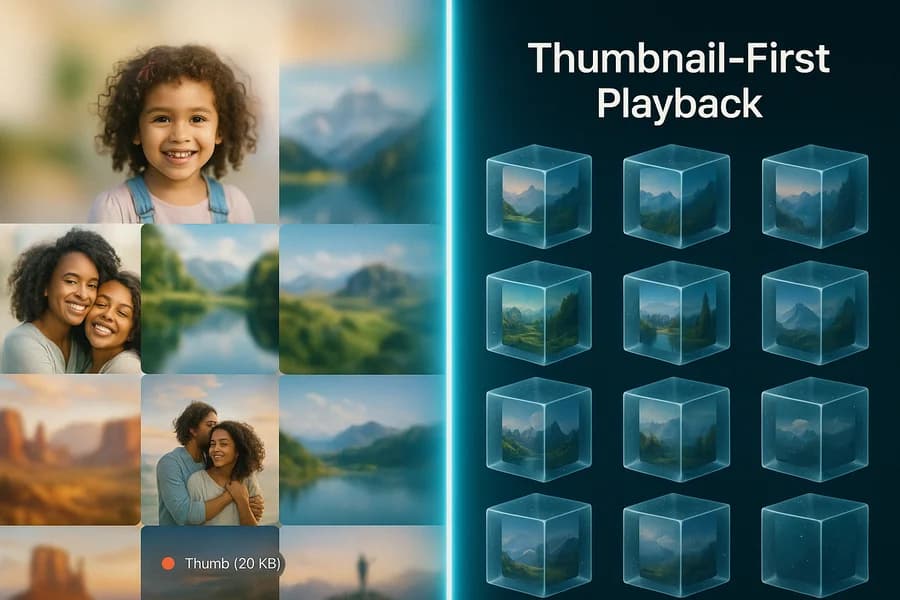 Your photos on the left, encrypted cubes on the right -- what you see vs what Nygma stores