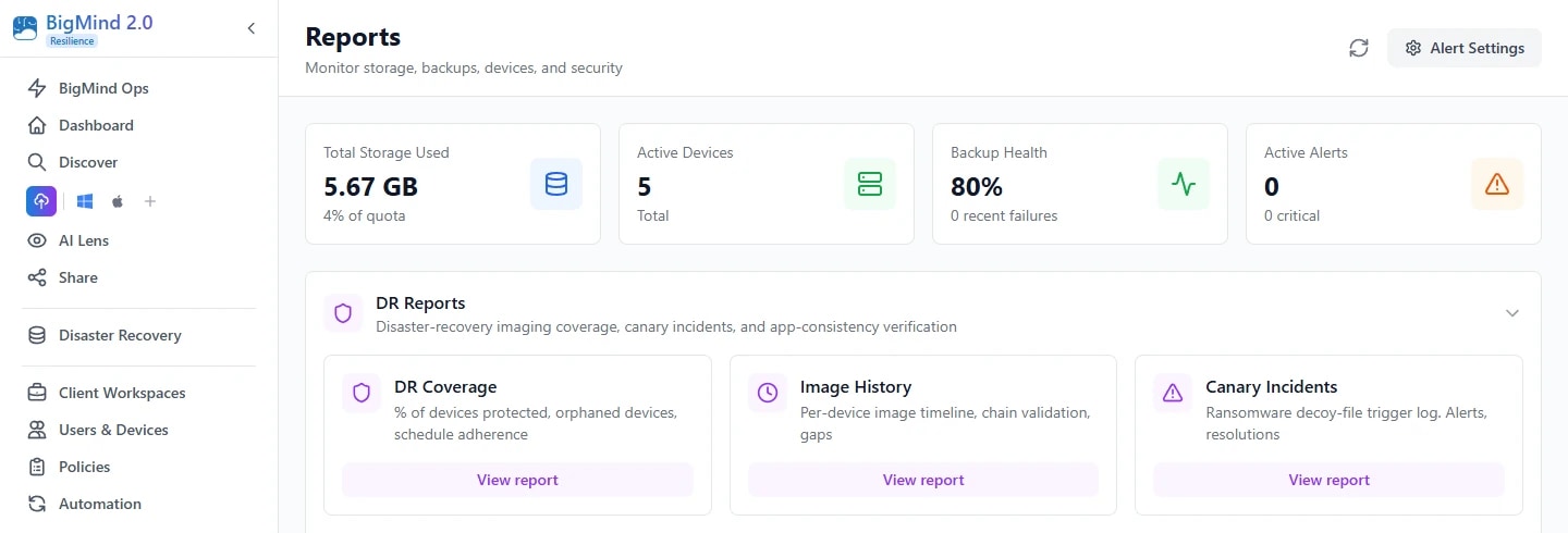 Scheduled reports — coverage, history, and exportable audit trails delivered on a schedule