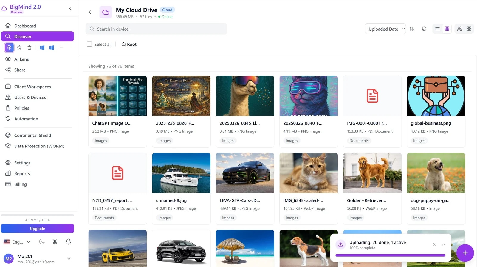 BigMind 2.0 — Intelligent Cloud Backup Dashboard
