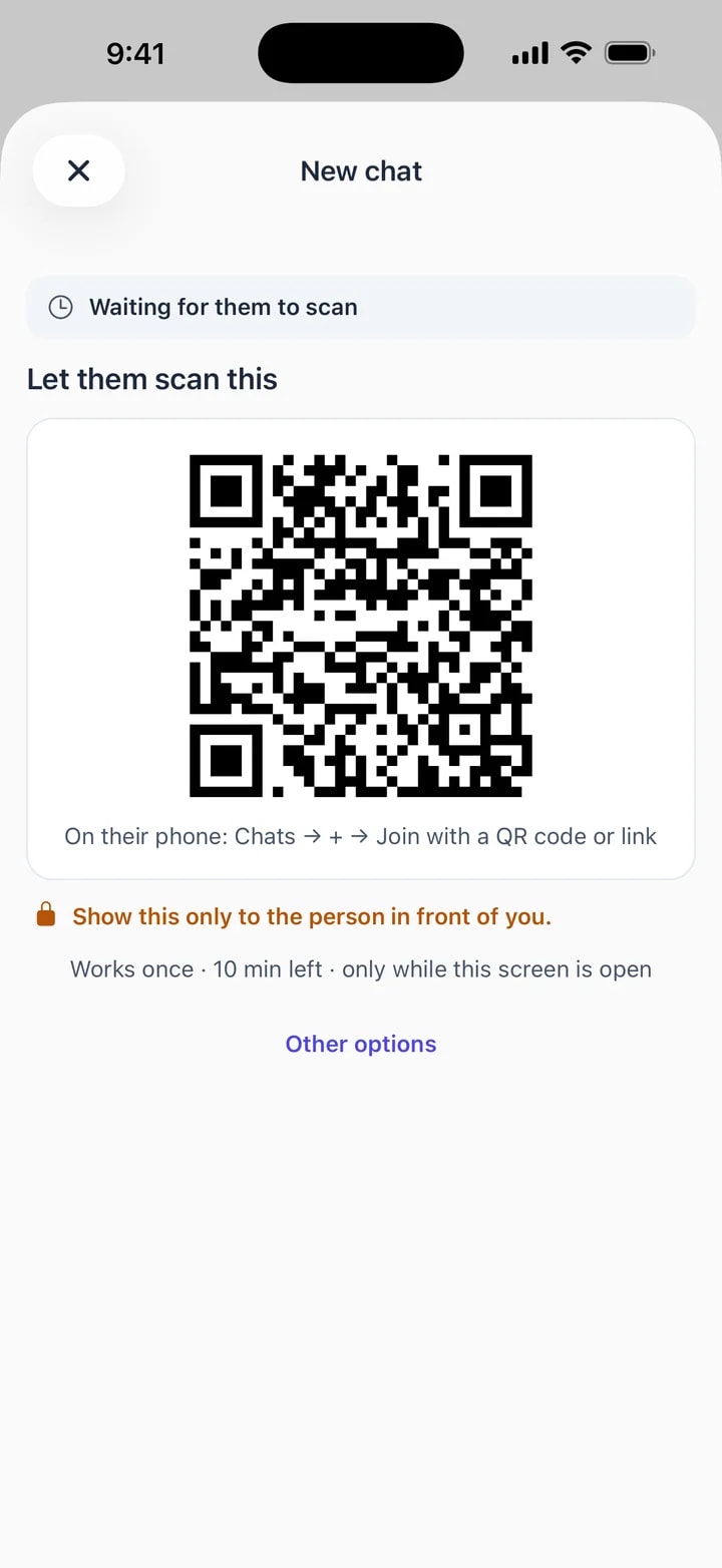 The invite screen on iPhone